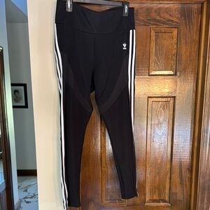 adidas Black Leggings with Iconic Three Stripes and cooling mesh inserts
